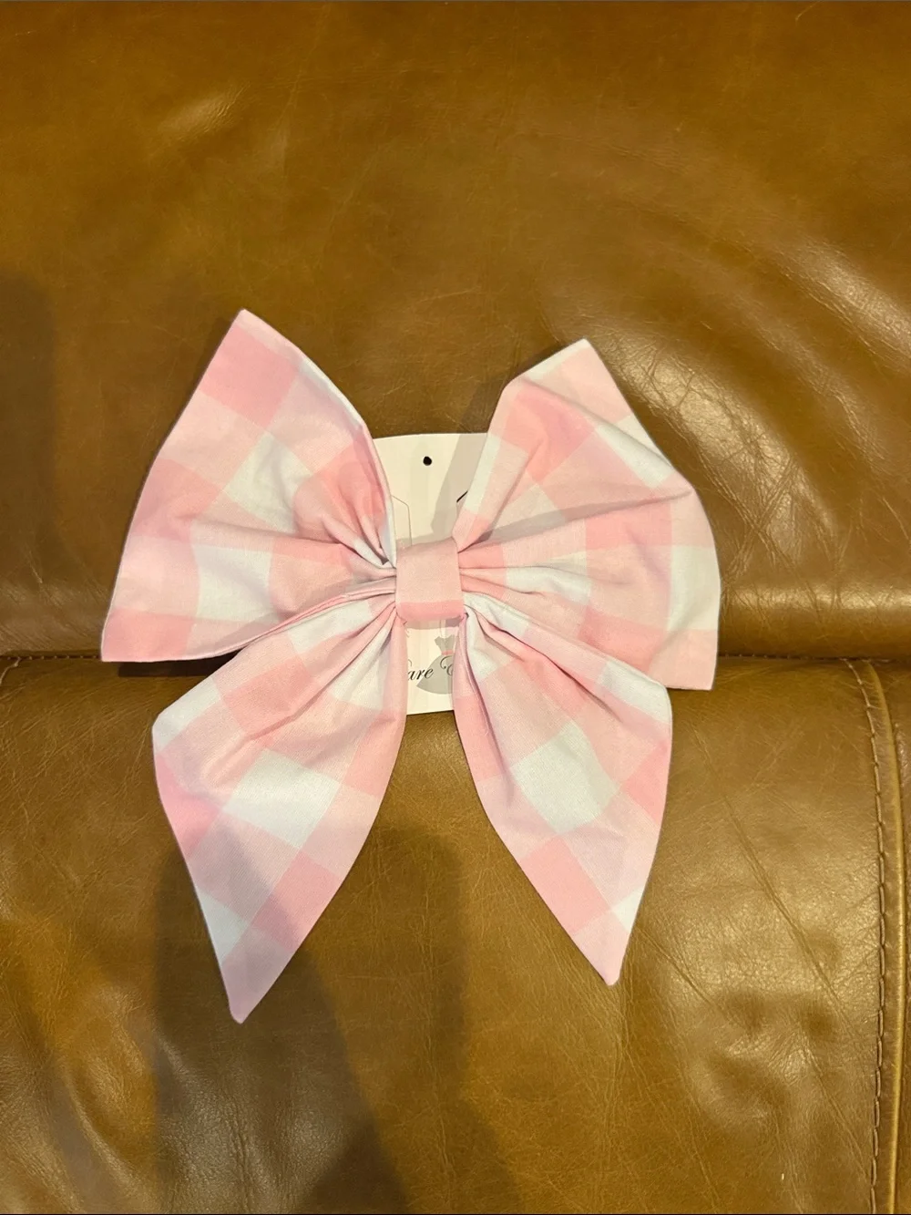 Pink Gingham Bow Hair Clip for Kids - Brand: